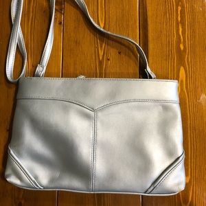 Silver Faux Leather Shoulder Bag